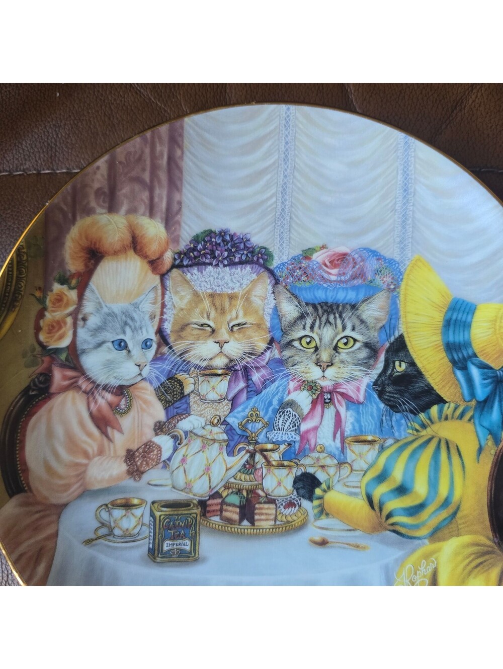 Danbury Mint Miss Kitty's Tea Party Collector Plate Rophar Fanciful Felines 8.25